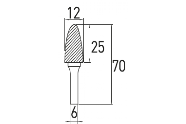 Stiftfräser mit Spitzbogen, spitz G 12x25